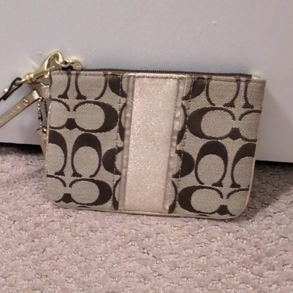 Coach Monogram Wristlet in Brown and Cream NWOT